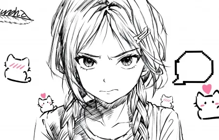 黑白画女孩